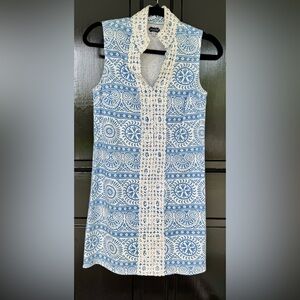 Mud Pie Blue and White shift dress in Size Small